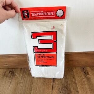 VTG 3 Mens Hankerchiefs‎ Fine Quality 100% Cotton NIP Sealed